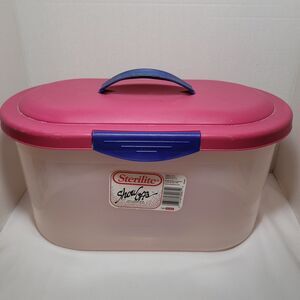 Vintage Sterilite Large Show Off Storage Tote 1890 Very Berry Hinged Lid *flaw